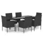 vidaXL Set de comedor de jardín 7 pzas y cojines ratán sintético negro vidaXL Set de comedor de jardín 7 pzas y cojines ratán sintético negro