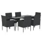 vidaXL Set de comedor de jardín 7 pzas y cojines ratán sintético negro vidaXL Set de comedor de jardín 7 pzas y cojines ratán sintético negro