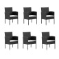 vidaXL Set de comedor de jardín 7 pzas y cojines ratán sintético negro vidaXL Set de comedor de jardín 7 pzas y cojines ratán sintético negro