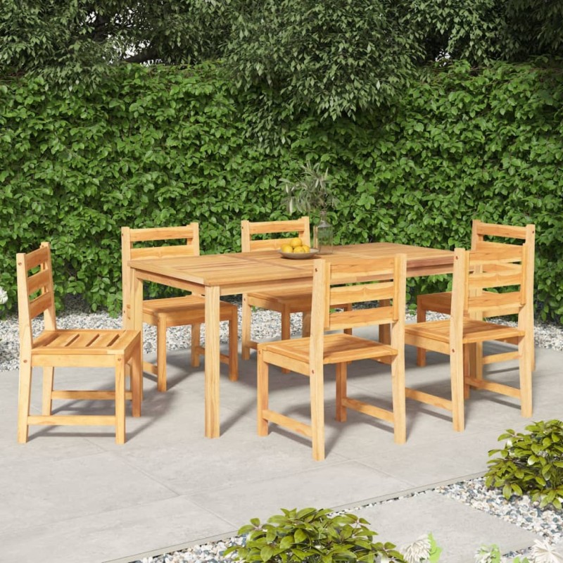 vidaXL Juego de comedor de jardín 7 piezas madera maciza de teca vidaXL Juego de comedor de jardín 7 piezas madera maciza de teca