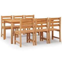 vidaXL Juego de comedor de jardín 7 piezas madera maciza de teca