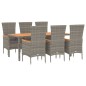 vidaXL Set comedor jardín 7 pzas y cojines ratán sintético gris vidaXL Set comedor jardín 7 pzas y cojines ratán sintético gris