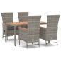 vidaXL Set comedor de jardín 5 piezas con cojines ratán sintético gris vidaXL Set comedor de jardín 5 piezas con cojines ratán sintético gris