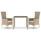 vidaXL Set comedor de jardín 3 pzas con cojines ratán sintético beige