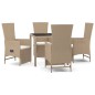 vidaXL Set comedor de jardín 5 pzas con cojines ratán sintético beige vidaXL Set comedor de jardín 5 pzas con cojines ratán sintético beige