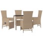 vidaXL Set comedor de jardín 5 pzas con cojines ratán sintético beige vidaXL Set comedor de jardín 5 pzas con cojines ratán sintético beige