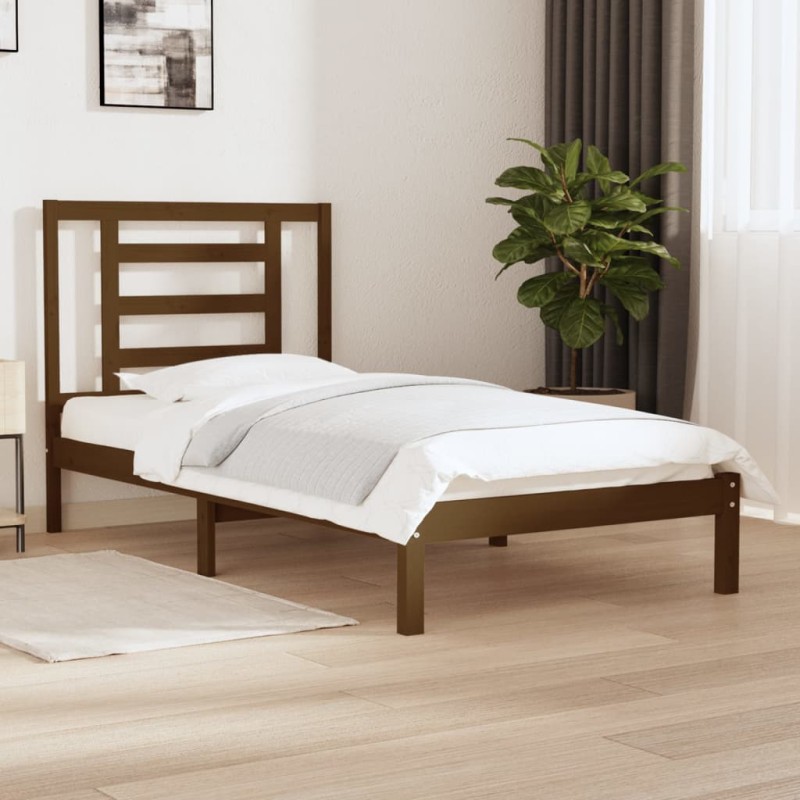 vidaXL Estructura de cama madera maciza de pino marrón miel 100x200 cm vidaXL Estructura de cama madera maciza de pino marrón miel 100x200 cm