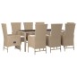 vidaXL Set comedor de jardín 9 pzas con cojines ratán sintético beige vidaXL Set comedor de jardín 9 pzas con cojines ratán sintético beige