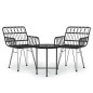 vidaXL Juego de comedor de jardín 3 piezas ratán sintético negro