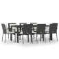 vidaXL Set de comedor de jardín 9 pzas y cojines ratán sintético negro vidaXL Set de comedor de jardín 9 pzas y cojines ratán sintético negro