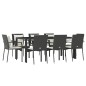 vidaXL Set de comedor de jardín 9 pzas y cojines ratán sintético negro vidaXL Set de comedor de jardín 9 pzas y cojines ratán sintético negro