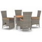 vidaXL Set comedor de jardín 5 piezas con cojines ratán sintético gris vidaXL Set comedor de jardín 5 piezas con cojines ratán sintético gris