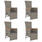 vidaXL Set comedor de jardín 5 piezas con cojines ratán sintético gris vidaXL Set comedor de jardín 5 piezas con cojines ratán sintético gris