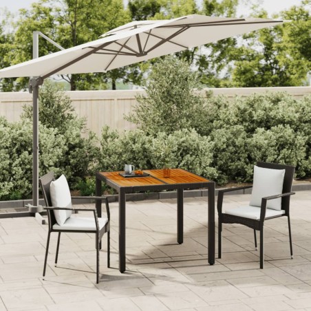 vidaXL Set comedor de jardín 3 pzas con cojines ratán sintético negro