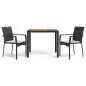 vidaXL Set comedor de jardín 3 pzas con cojines ratán sintético negro vidaXL Set comedor de jardín 3 pzas con cojines ratán sintético negro