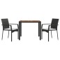vidaXL Set comedor de jardín 3 pzas con cojines ratán sintético negro vidaXL Set comedor de jardín 3 pzas con cojines ratán sintético negro