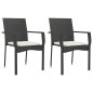 vidaXL Set comedor de jardín 3 pzas con cojines ratán sintético negro vidaXL Set comedor de jardín 3 pzas con cojines ratán sintético negro