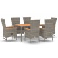 vidaXL Set comedor jardín 7 pzas y cojines ratán sintético gris vidaXL Set comedor jardín 7 pzas y cojines ratán sintético gris