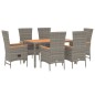 vidaXL Set comedor jardín 7 pzas y cojines ratán sintético gris vidaXL Set comedor jardín 7 pzas y cojines ratán sintético gris