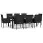 vidaXL Set de comedor de jardín 9 pzas y cojines ratán sintético negro vidaXL Set de comedor de jardín 9 pzas y cojines ratán sintético negro