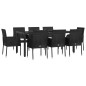 vidaXL Set de comedor de jardín 9 pzas y cojines ratán sintético negro vidaXL Set de comedor de jardín 9 pzas y cojines ratán sintético negro