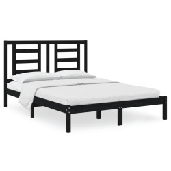 vidaXL Estructura de cama king madera maciza de pino negra 150x200 cm