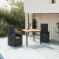 vidaXL Juego comedor jardín 3 pzas madera acacia ratán sintético negro vidaXL Juego comedor jardín 3 pzas madera acacia ratán sintético negro