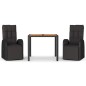 vidaXL Juego comedor jardín 3 pzas madera acacia ratán sintético negro vidaXL Juego comedor jardín 3 pzas madera acacia ratán sintético negro