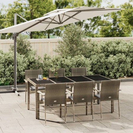 vidaXL Set comedor jardín 7 pzas y cojines ratán sintético gris