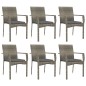 vidaXL Set comedor jardín 7 pzas y cojines ratán sintético gris vidaXL Set comedor jardín 7 pzas y cojines ratán sintético gris