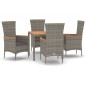 vidaXL Set comedor de jardín 5 piezas con cojines ratán sintético gris vidaXL Set comedor de jardín 5 piezas con cojines ratán sintético gris