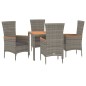 vidaXL Set comedor de jardín 5 piezas con cojines ratán sintético gris vidaXL Set comedor de jardín 5 piezas con cojines ratán sintético gris
