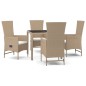 vidaXL Set comedor de jardín 5 pzas con cojines ratán sintético beige vidaXL Set comedor de jardín 5 pzas con cojines ratán sintético beige