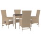 vidaXL Set comedor de jardín 5 pzas con cojines ratán sintético beige vidaXL Set comedor de jardín 5 pzas con cojines ratán sintético beige