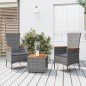 vidaXL Juego muebles jardín 3 pzas madera acacia ratán sintético gris