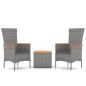 vidaXL Juego muebles jardín 3 pzas madera acacia ratán sintético gris