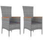 vidaXL Juego muebles jardín 3 pzas madera acacia ratán sintético gris