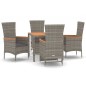 vidaXL Set comedor de jardín 5 piezas con cojines ratán sintético gris vidaXL Set comedor de jardín 5 piezas con cojines ratán sintético gris