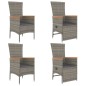vidaXL Set comedor de jardín 5 piezas con cojines ratán sintético gris vidaXL Set comedor de jardín 5 piezas con cojines ratán sintético gris