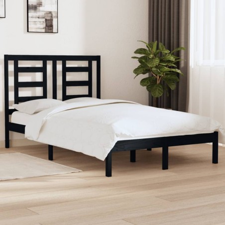 vidaXL Estructura cama doble pequeña madera maciza negra 120x190 cm