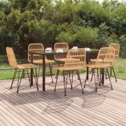 vidaXL Juego de comedor de jardín 7 piezas ratán sintético
