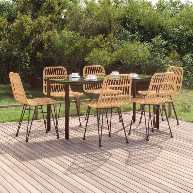 vidaXL Juego de comedor de jardín 7 piezas ratán sintético