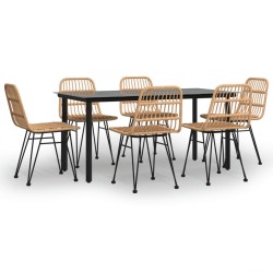 vidaXL Juego de comedor de jardín 7 piezas ratán sintético