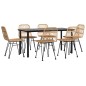 vidaXL Juego de comedor de jardín 7 piezas ratán sintético