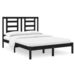 vidaXL Estructura cama doble pequeña madera maciza negra 120x190 cm