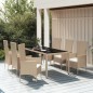 vidaXL Set comedor de jardín 7 pzas con cojines ratán sintético beige