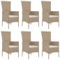 vidaXL Set comedor de jardín 7 pzas con cojines ratán sintético beige