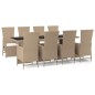 vidaXL Set comedor de jardín 9 pzas con cojines ratán sintético beige vidaXL Set comedor de jardín 9 pzas con cojines ratán sintético beige