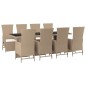 vidaXL Set comedor de jardín 9 pzas con cojines ratán sintético beige vidaXL Set comedor de jardín 9 pzas con cojines ratán sintético beige