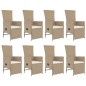 vidaXL Set comedor de jardín 9 pzas con cojines ratán sintético beige vidaXL Set comedor de jardín 9 pzas con cojines ratán sintético beige